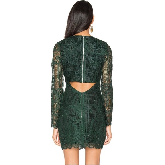Lavish Alice open Back Forest Green Mini Lace Dress US6 - Picture 3 of 9